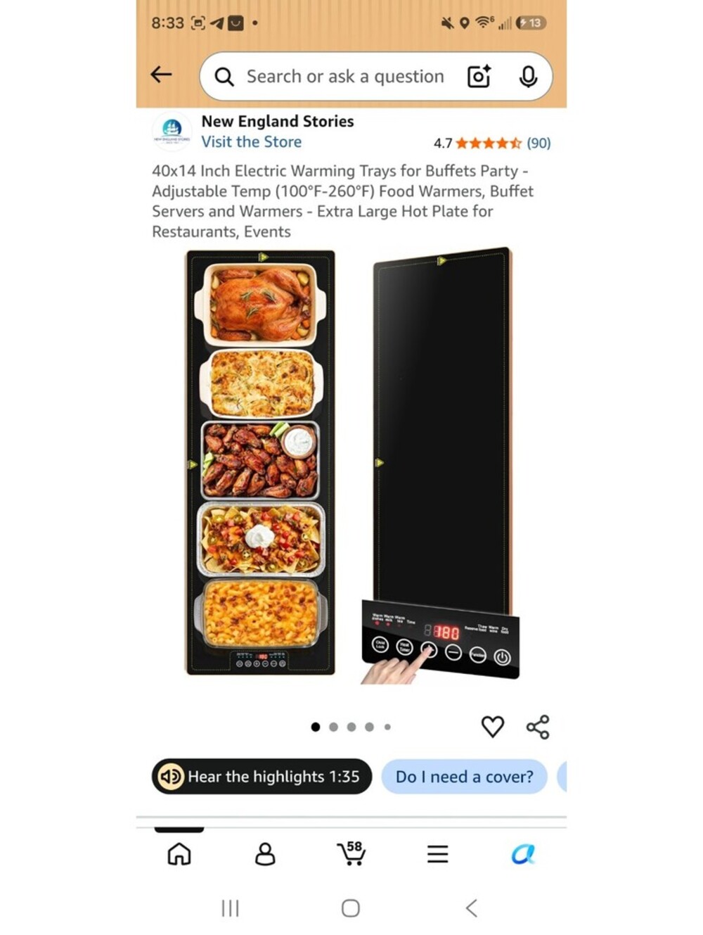 40x14 Inch Electric Warming Tray for Buffets Party with Adjustable Temperature